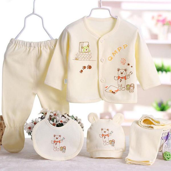 

clothing sets born infant baby suits boys girls clothes pants bibs hats girl set for baby girls outfit 5pcs set 221007, White