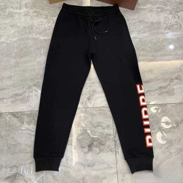 

tb designer pants burb printed cotton sweatpants casual loose trousers for men women, Black