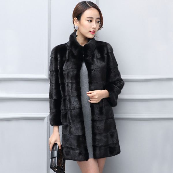 

women's fur faux thick warm mandarin collar rabbit coat long sleeve fashion jacket drop wsr818 221006, Black