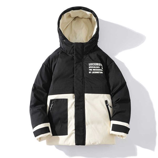 

men's down parkas 2022 casual autumn winter new thick warm hooded cotton-padded jackets outdoor parkas coat men streetwear windproof c, Black