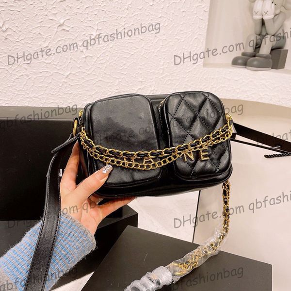 

22p womens classic quilted camera bags aged gold metal bracelet chain handle totes with strap crossbody shoulder outdoor travel pockage desi