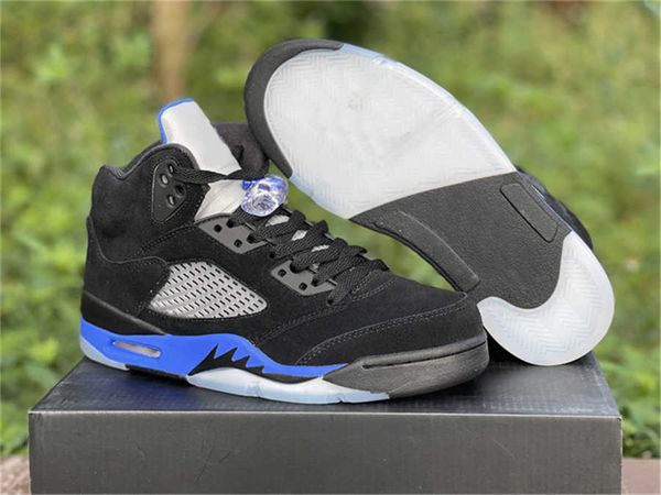 

2022 5 racer blue ct4838-004 outdoor shoes 5s v black silver reflective sports sneakers mens with original box