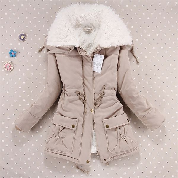 

womens wool blends women winter jacket thicken hooded long down jacket women coat slim fit hair collar cottonpadded clothes coat women down, Black