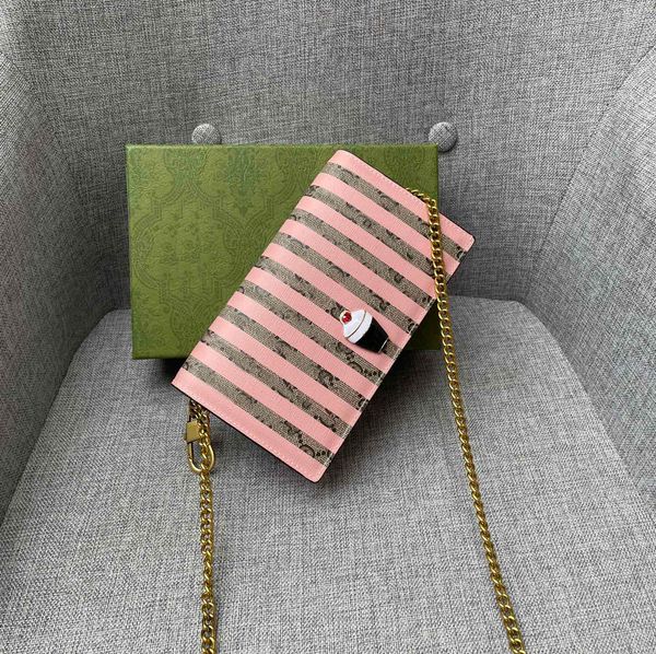 

fashion purse long wallet luxury women wallets cane candy stripe pattern zipper chain shoulder purses card holder with gift box, Red;black