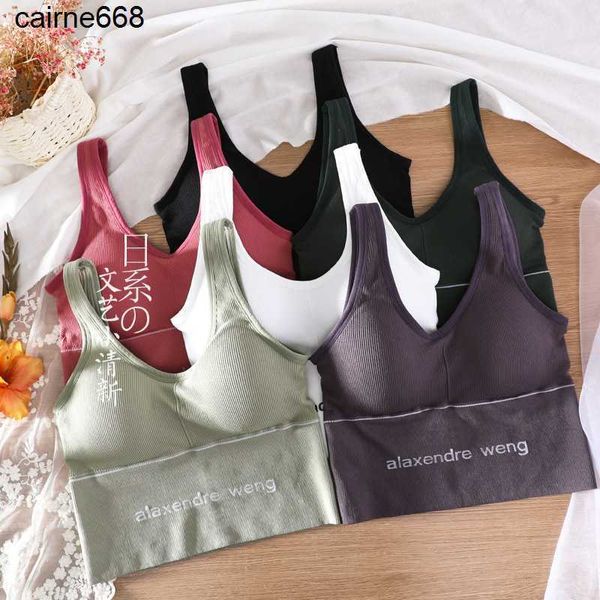 

designer alexanders camisoles wang meibei wrapping chest open back yoga gather outwardly sports vest underwear, Black;white