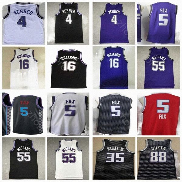 

college basketball wears mens vintage de'aaron 5 neemias 88 queta marvin 35 bagley iii throwback jason 55 williams chris 4 webber pe r0, Black
