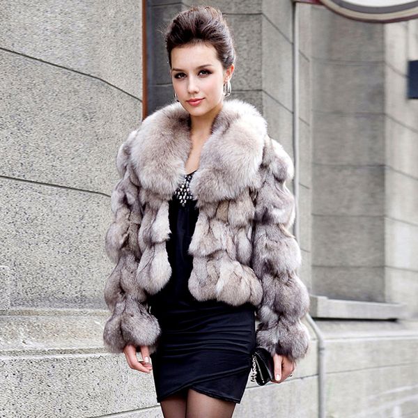 

women's fur faux winter women genuine coats with collar lady warm fashion slim short jacket brand casual thick outerwear wholesale 2210, Black