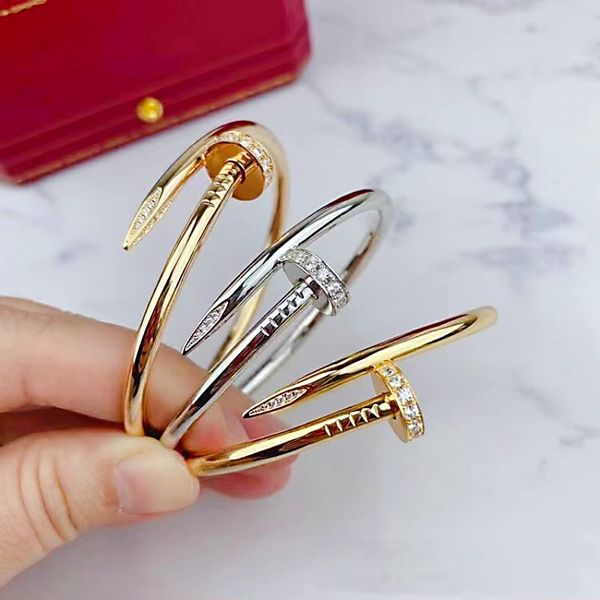

fashion womens nail bracelet luxury charm bangle 18k gold valentines day wedding love gift 316l stainless steel jewelry, Black