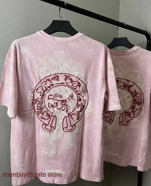

woman with short sleeves pejp 2022 fashion luxury brand ch sleeved t shirt women's limited edition phantom horseshoe foam print tie-dye, White