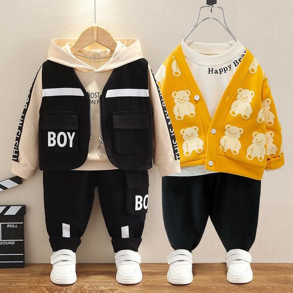

clothing sets 0 4 years old autumn and winter fashion children s clothing baby letter set boys girls waistcoat three piece s 221007, White