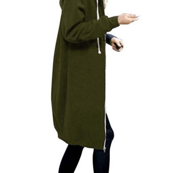 

women's hoodies sweatshirts once autumn casual women long hoodies sweatshirt coat zip up outerwears hooded jacket winter pockets plus s, Black