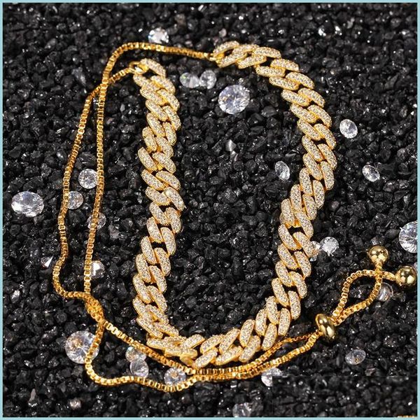 

chains men gold iced out necklace hip hop bling chains jewelry miami cuban link chain extendable up to 60cm 1655 t2 drop delivery 202 dhx9c, Silver
