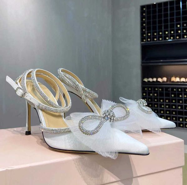 

women shoes dress shoes luxury designer high-heeled leather sole super high9 5cm pink bow diamond chain decorative banquet luxurious satin, Black