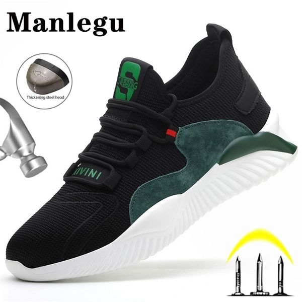 

boots safety shoes men women work shoes steel toe cap safety boots male work sneakers antismash construction indestructible shoes man 221007, Black