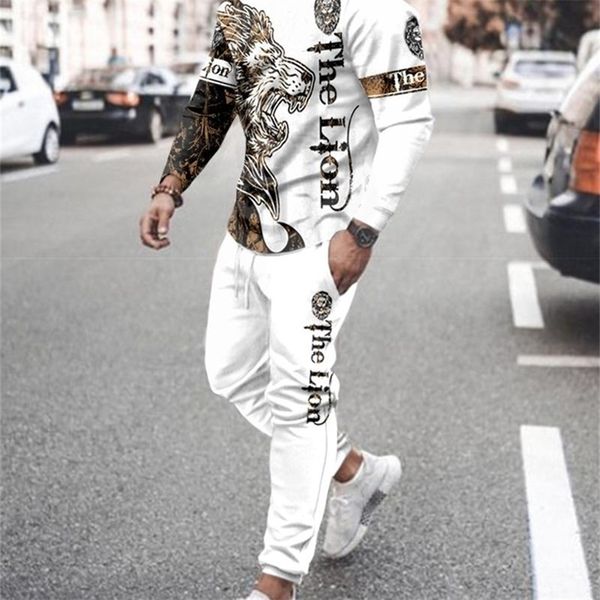 

men's tracksuits long sleeve set the lion king autumn and winter 3d printed suit sportswear 221006, Gray