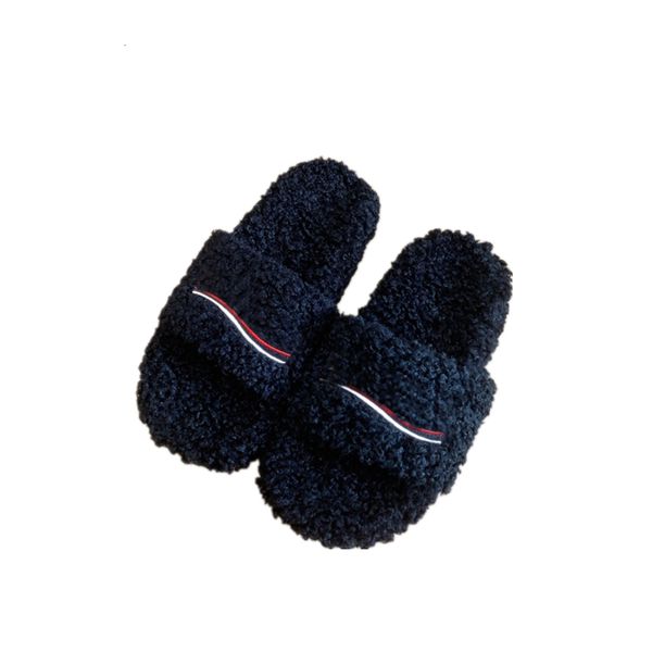 

designer women slippers sandal fashion luxury warm memory foam flip flops suede plush shearling lined slip on indoor outdoor sliders clog ho, Black