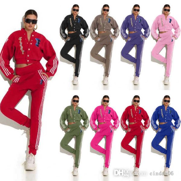 

fall winter women tracksuits plus size 3xl two piece set designer baseball uniform jacket sweatshirt and sweatpants varsity suits, Gray