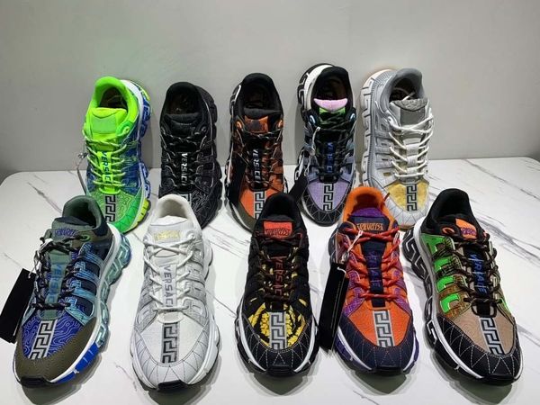

desginer mens trigreca sneakers women platform shoes lateral greca print lace up leather runner trainer brand fashion outdoor casual shoes k, Black