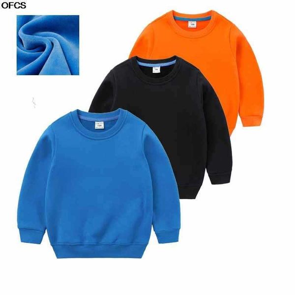 

pullover winter fleece sweatshirt boys girls fashion warmer sport hoodies pullover pure color children clothes baby kids sweater 2-12t l2210, Blue