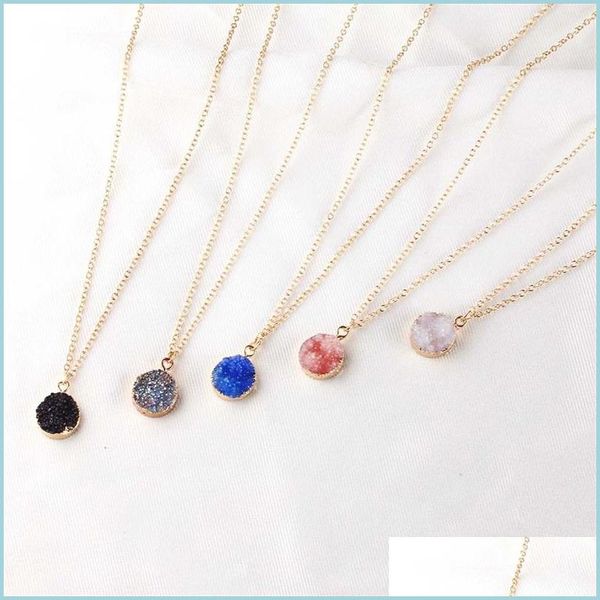 

pendant necklaces mixed gold plated colorf druzy pendant necklaces choker for women men wedding party club decor jewelry 1170 b3 drop dhtcz, Silver