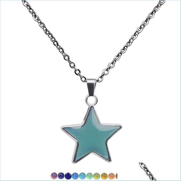 

pendant necklaces five pointed star pendant necklace temperature change color necklaces creative fashion women jewelry 4 3la q2 drop dhgka, Silver
