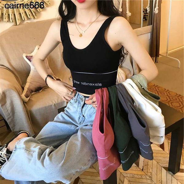

designer camisoles back sports outerwear tank lapsteel inside gathered alexanders chest cushion bra women wangs, Black;white