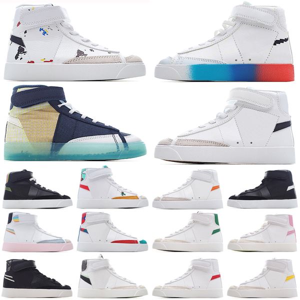 

designer blazer mid 77 vintage kids running shoes white black bright crimson unc pink oxford total orange sport sneakers trainers skateboard