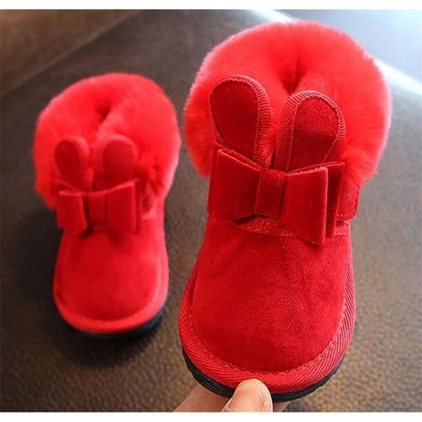 

boots girls bunny bow red pink ankle shoes warm fur animal snow nina zapatos kids toddler winter footwear sandq baby 221007, Black;grey