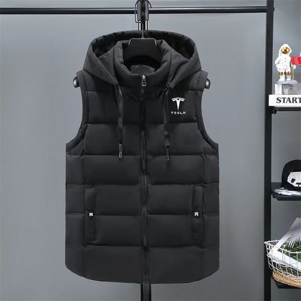 

men's down parkas sleeveless padded jacket autumn winter warm coat casual fashion brand clothing plus size 221007, Black