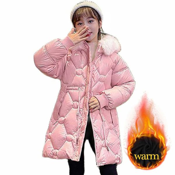 

jackets girls' long fur coat warm and thick hedys girls' coat cotton lined children's jacket 6 8 10 12 14 l221007, Blue;gray