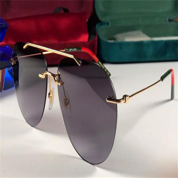 

the latest fashion designer sunglasses 0397 pilot frameless frame stitching color leg protection light color decorative eyewear to252m, White;black