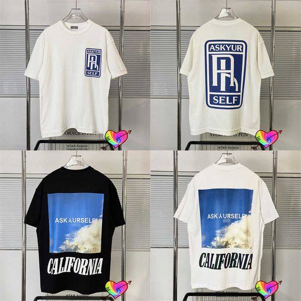 

men's t-shirts embroidered flocking a askyurself tee 2022 men women heavy fabric askyurself t shirt vintage short sleeve t221006, White;black