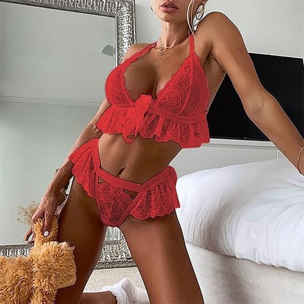 

bras set s lace gathered thin wireless bra lingerie underwear pajamas mens brief 221007, Red;black