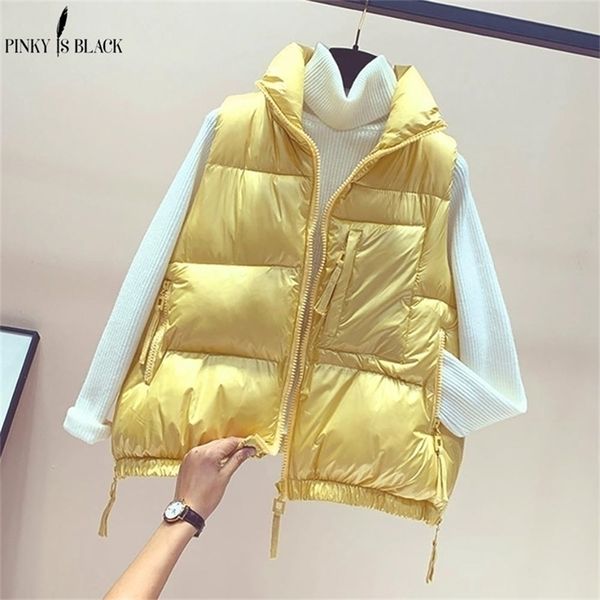 

womens vests pinkyisblack womens winter vest solid zipper stand collar pockets ladies sleeveless jacket casual loose waistcoat for female 22, Black;white