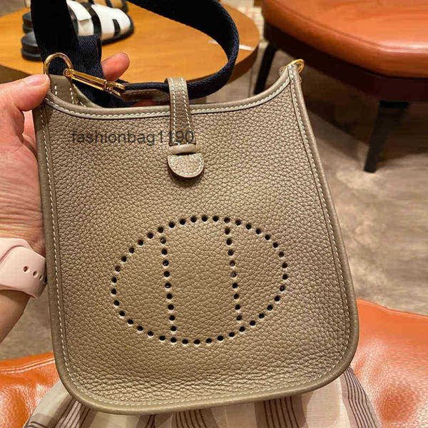 

handbags explosive evelynes fashion bag out 2022 hollow bucket layer cowhide litchi pattern women's single shoulder messenger mobile ph