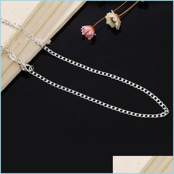 

chains 925 sterling sier 2mm 16/18/20/22/24/26/28/30 inch side chain necklace for women man fashion wedding charm jewelry drop delive dh6ms, Silver