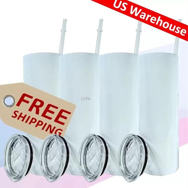 

usa warehouse 25pc/carton mugs straight 20oz sublimation tumbler blank stainless steel mugs diy tapered vacuum insulated car coffee 2 days d
