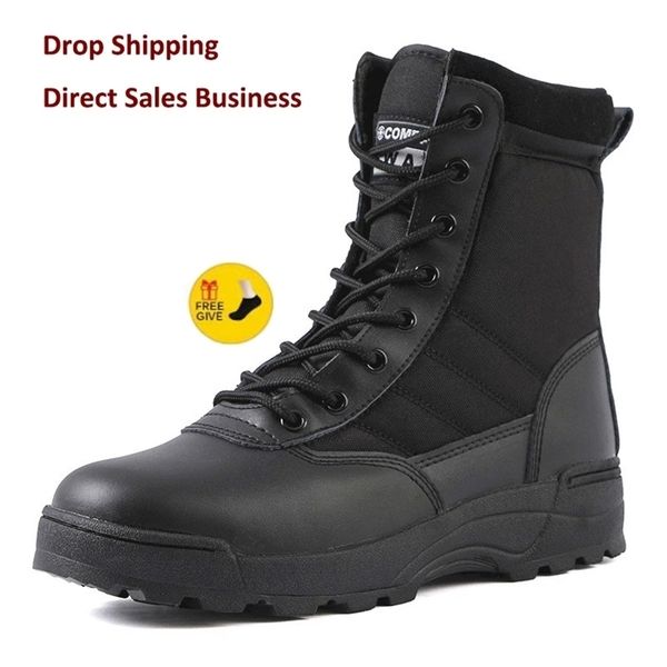 

boots tactical military men special force desert combat army outdoor hiking ankle shoes work safty 221007, Black