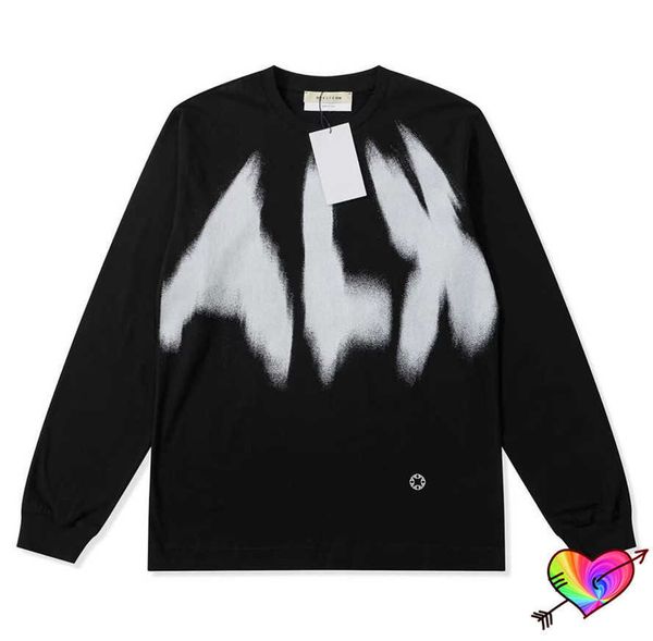 

men's t-shirts black 1017 alyx 9sm long sleeve t-shirt men women 1 1 high street alyx t shirt graffiti inkjet circle tee t221007, White;black