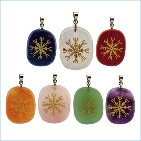 

pendant necklaces nordic religious necklace pendant natural crystal ornament necklaces vegvisir nice birthday gift compass charms pat dhdjw, Silver