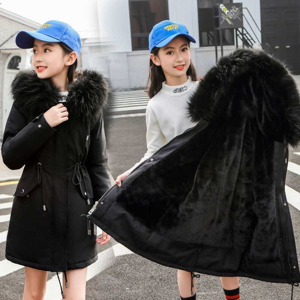 

jackets 12 13 14 years old teens girls warm coat winter parkas outerwear teenage outdoor outfit children kids fur hooded jacket l221007, Blue;gray