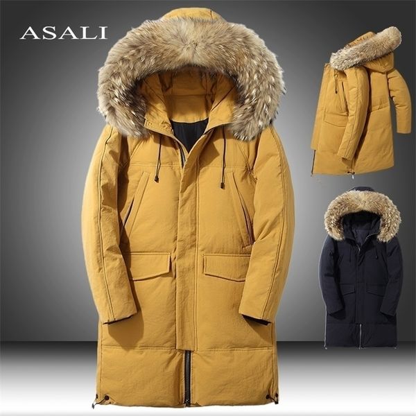 

mens down parkas men long hooded winter coat thickening waterproof thicken jacket warm parka white duck male 2201006, Black