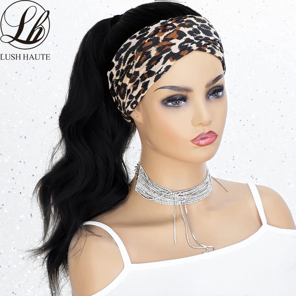 

long wavy headband wig for black women none replacement body wave synthetic headwraps hair wigs heat resistant fiber cosplayfactory direct