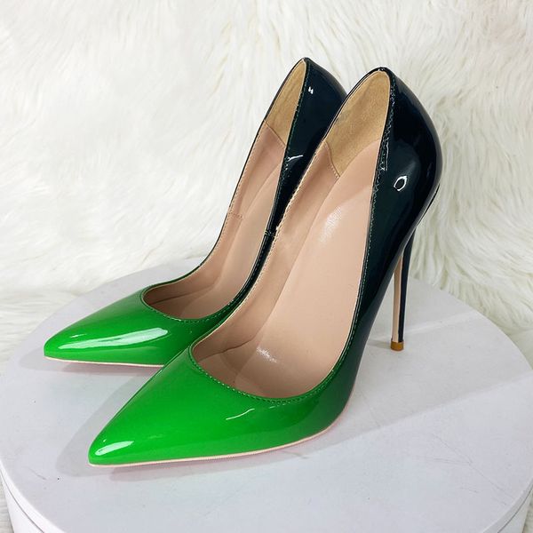 

black green gradient color women shoes fashion so kate pointy toe glossy stiletto pumps ladies 12cm high heel party dress 10cm 8cm shoes lux