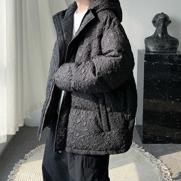 

men's down parkas winter men's cotton padded parkas hooded loose thicken jackets warm coats outwear t221006, Black