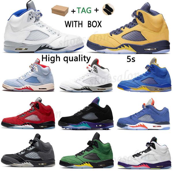 

basketball shoes outdoor trainers sneakers alternate 5s trophy room grape sail fire red ghost green 2022 with box men jumpman 5 michigan