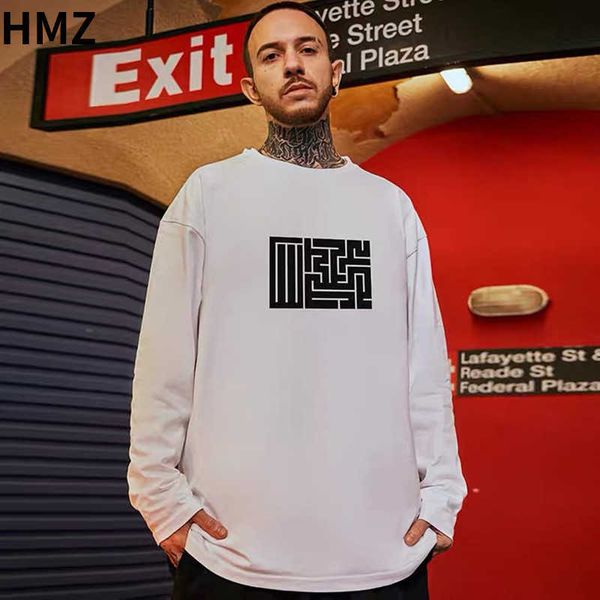 

men's t-shirts hmz cotton long sleeve t-shirt men summer casual tshirt basic harajuku high street male oversized hip hop tees t221007, White;black