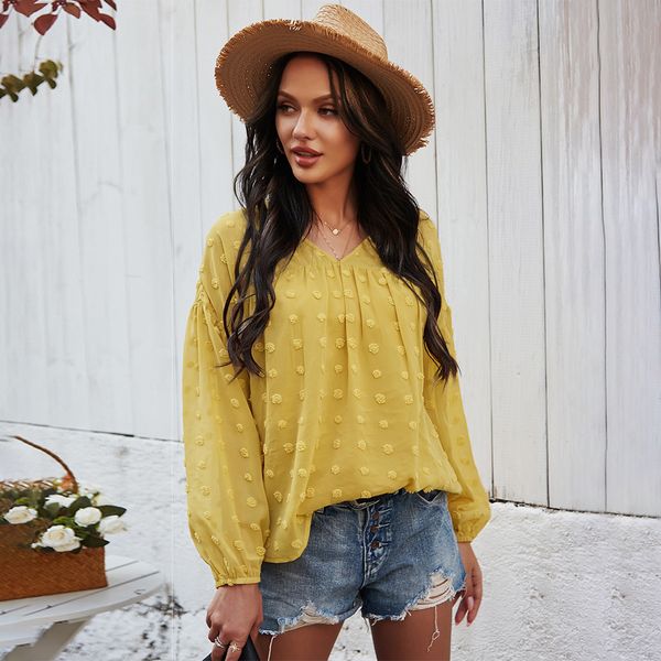 

women's knits tees ladies spring chiffon blouse women fashion casual solid v neck long sleeve loose summer women blouse shirt female b, White