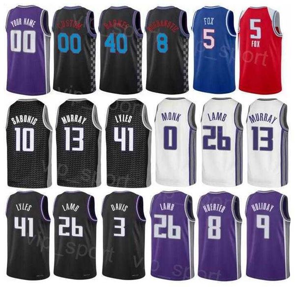 

sacramento''kings''custom mens womens youth de'aaron 5 fox 10 domantas sabonis 40 harrison barnes 15 davion mitchel, Black;red