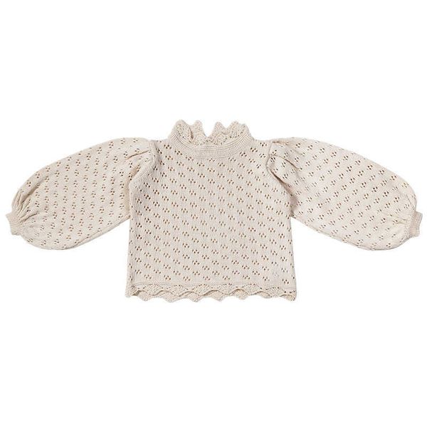 

pullover honeycherry spring and autumn girls lace hollow knit sweater bottoming sweater children sweater cloth l221007, Blue